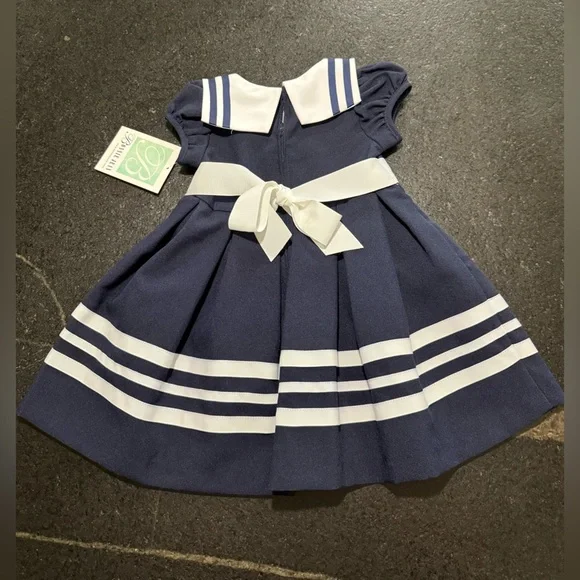 Vintage 90s Sailor Dress - Navy/White 2T - Picture 2 of 8